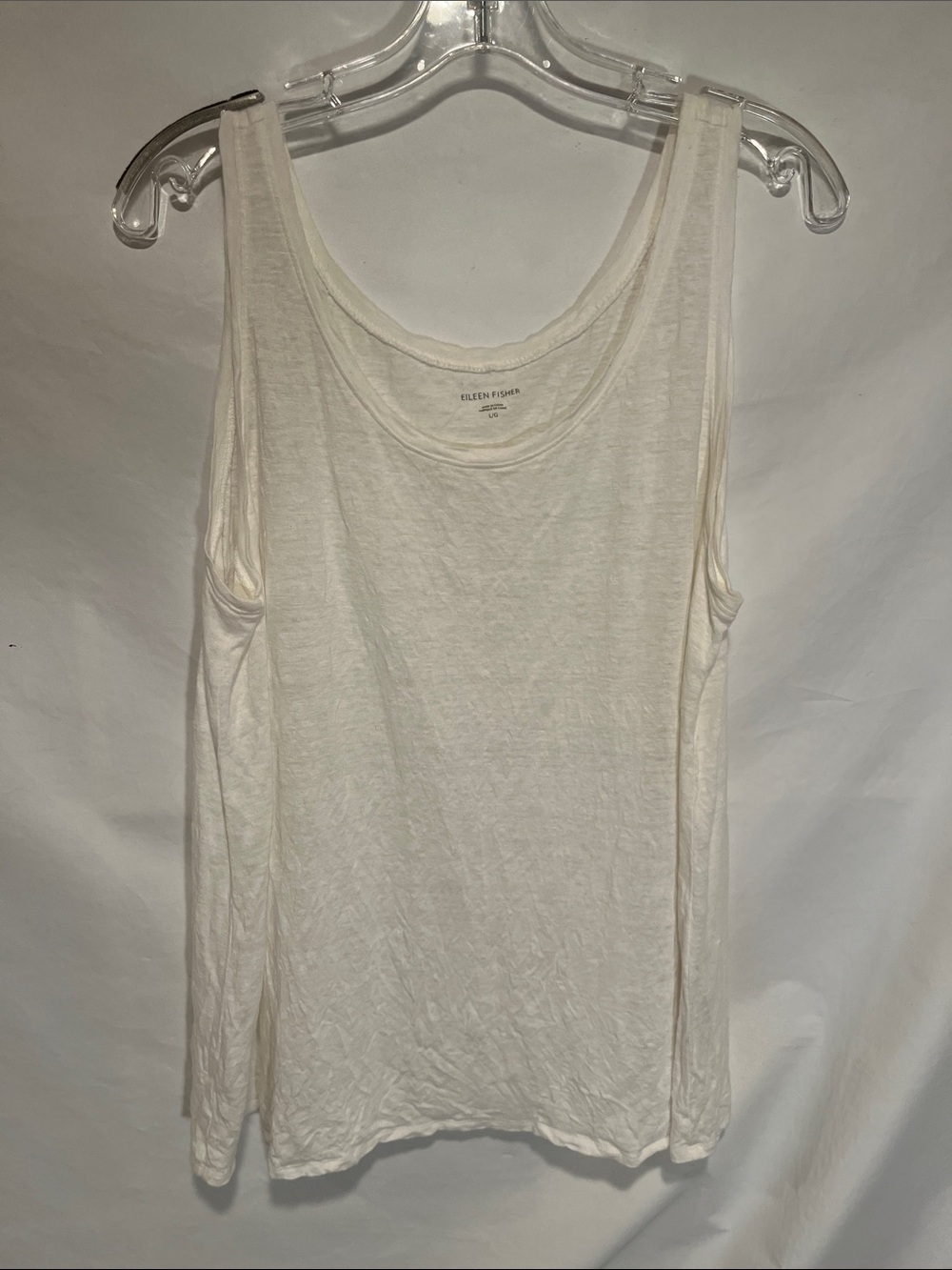 Eileen Fisher Cream Sleeveless Linen Tank